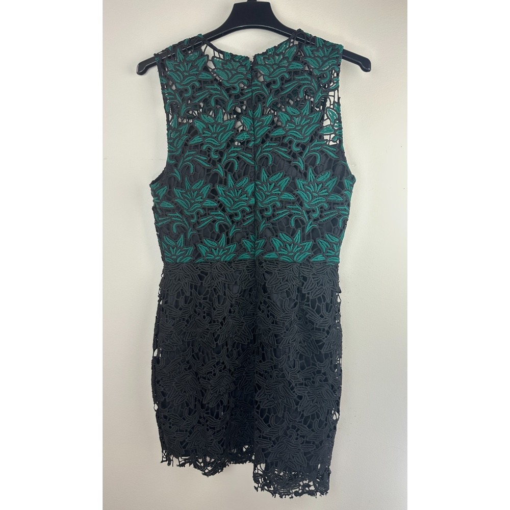 Hutch Sleeveless Milk Silk Lace Cocktail Dress Floral Black Green Size 12 Party - Picture 8 of 13